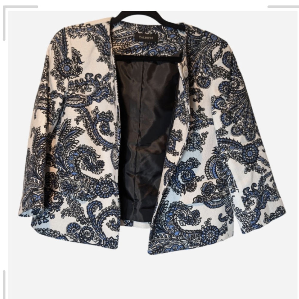 Pre-owned Blue and White Paisley Blazer